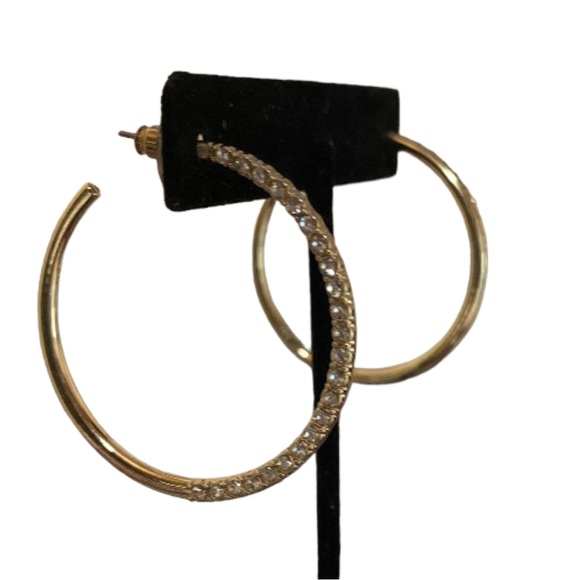 Nine West Womens Gold Tone Beyonce Style Round Hoop Earrings Christmas Gift Girl - Picture 1 of 7